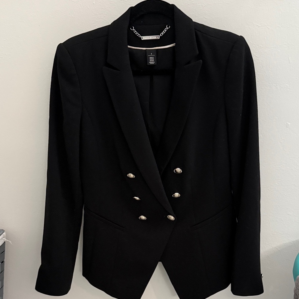 White House Black Market Black Blazer with Silver Buttons